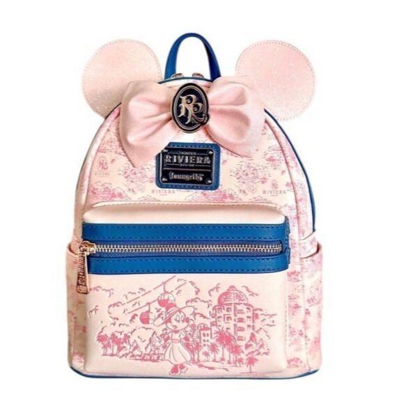 Disney Parks Loungefly Riviera Resort Minnie Mouse Pink Toile Style Print NWT main image 4
